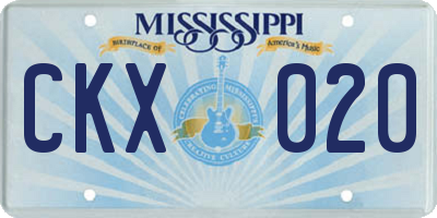 MS license plate CKX020
