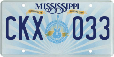 MS license plate CKX033