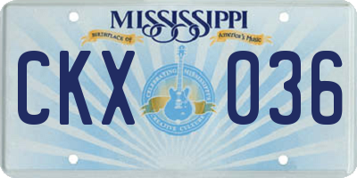 MS license plate CKX036