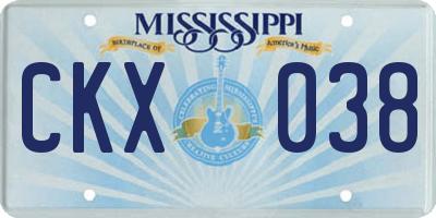 MS license plate CKX038