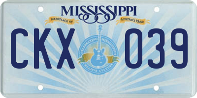 MS license plate CKX039