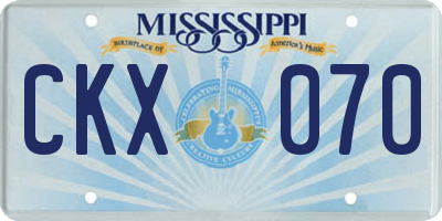 MS license plate CKX070