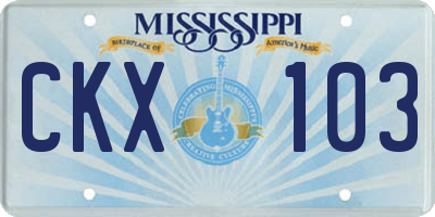 MS license plate CKX103