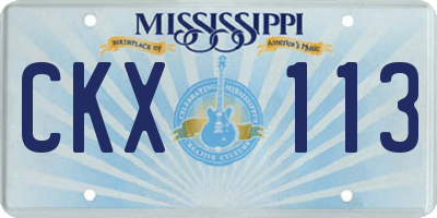 MS license plate CKX113