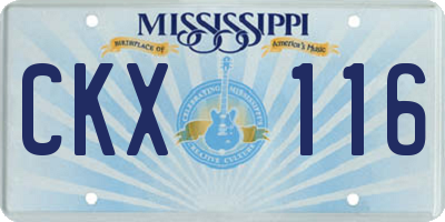 MS license plate CKX116