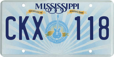 MS license plate CKX118