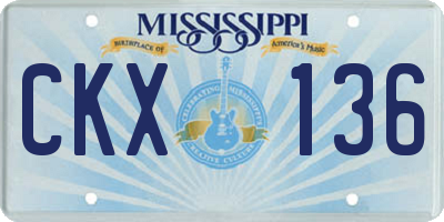 MS license plate CKX136