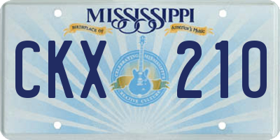 MS license plate CKX210