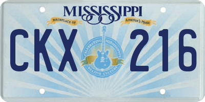 MS license plate CKX216