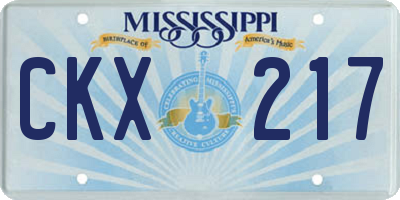 MS license plate CKX217