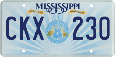 MS license plate CKX230