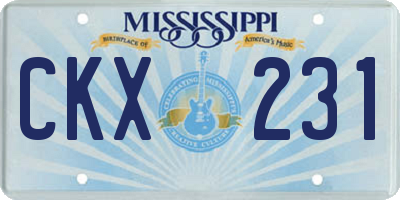 MS license plate CKX231