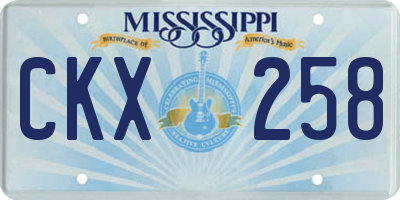 MS license plate CKX258