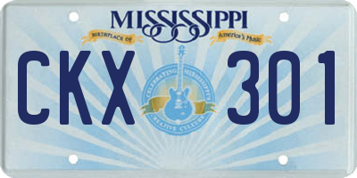 MS license plate CKX301