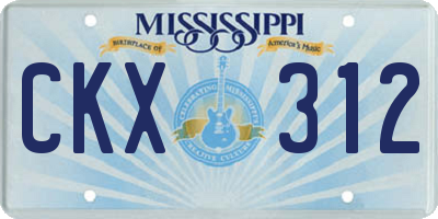 MS license plate CKX312