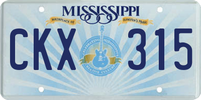 MS license plate CKX315
