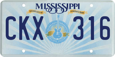 MS license plate CKX316