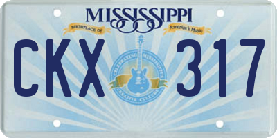 MS license plate CKX317