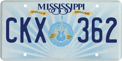 MS license plate CKX362