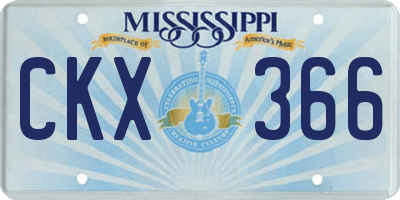 MS license plate CKX366