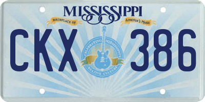 MS license plate CKX386