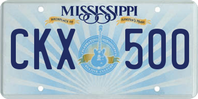 MS license plate CKX500