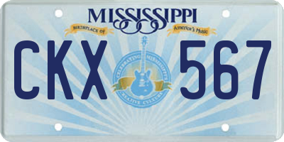 MS license plate CKX567