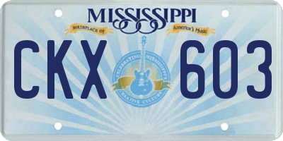 MS license plate CKX603
