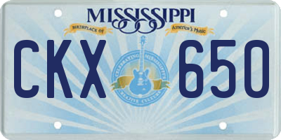 MS license plate CKX650