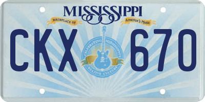 MS license plate CKX670
