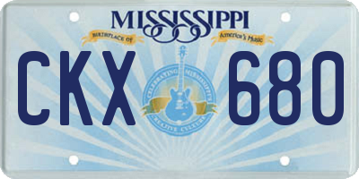 MS license plate CKX680