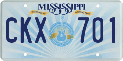 MS license plate CKX701