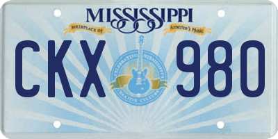 MS license plate CKX980
