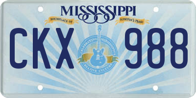 MS license plate CKX988