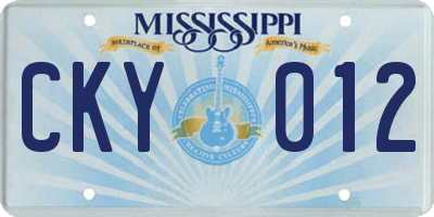 MS license plate CKY012