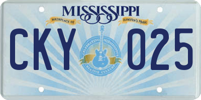 MS license plate CKY025