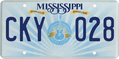 MS license plate CKY028