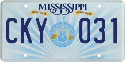 MS license plate CKY031