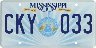 MS license plate CKY033
