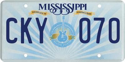 MS license plate CKY070