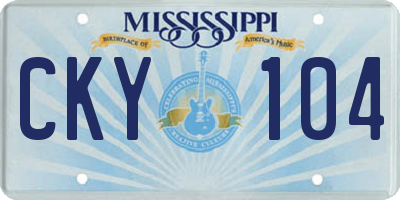 MS license plate CKY104