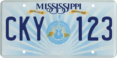MS license plate CKY123
