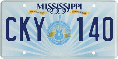 MS license plate CKY140