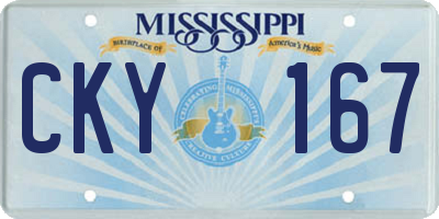 MS license plate CKY167