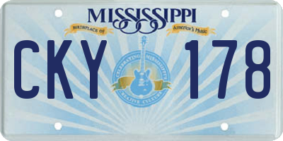 MS license plate CKY178