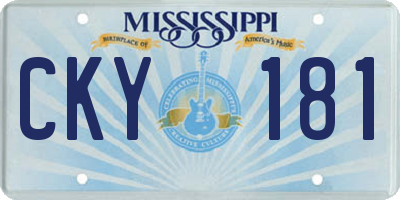 MS license plate CKY181