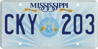 MS license plate CKY203