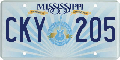 MS license plate CKY205