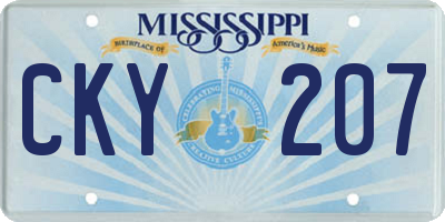 MS license plate CKY207