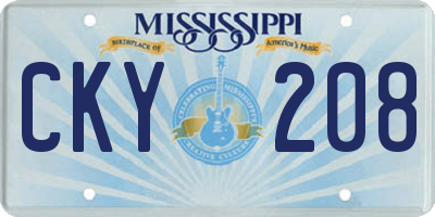 MS license plate CKY208